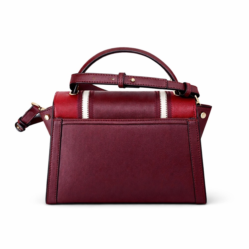 Michael Kors Whitney Medium Burgundy Colorblock Leather Bag Gold Hardware New - Picture 7 of 8